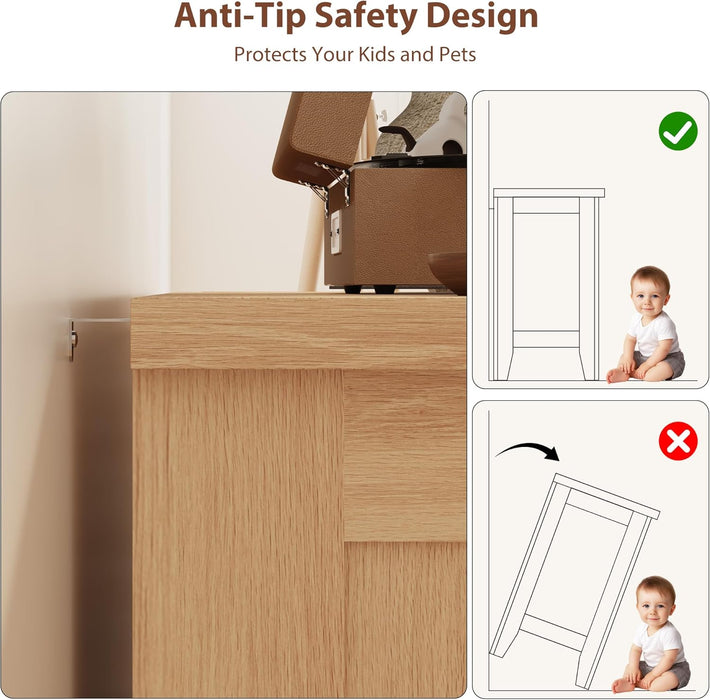 Dresser for Bedroom, 47 Inch Wide Wood Chest of Drawers, Large Storage Organizer with Deep Drawers & Stable Legs, Modern Farmhouse Dresser for Living Room, Entryway, Natural