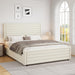 Full Size Bed Frame, Upholstered Platform Bed with Velvet Headboard and Footboard, Mattress Foundation with Wooden Slats, No Box Spring Required, Easy Assembly, Beige