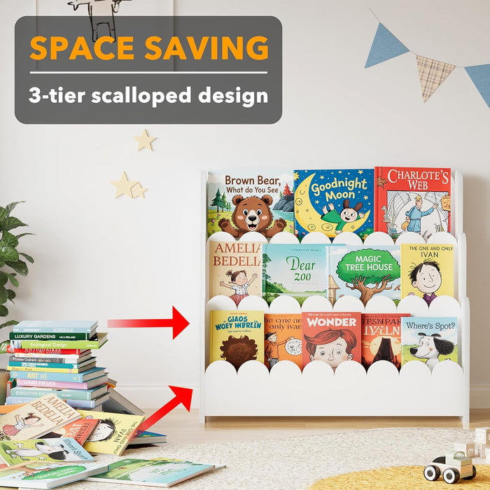 White Three Tier Montessori Bookshelf NurseryPlayroom