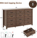 Farmhouse Dresser 12Drawer 63Inch Brown Storage Cabinet