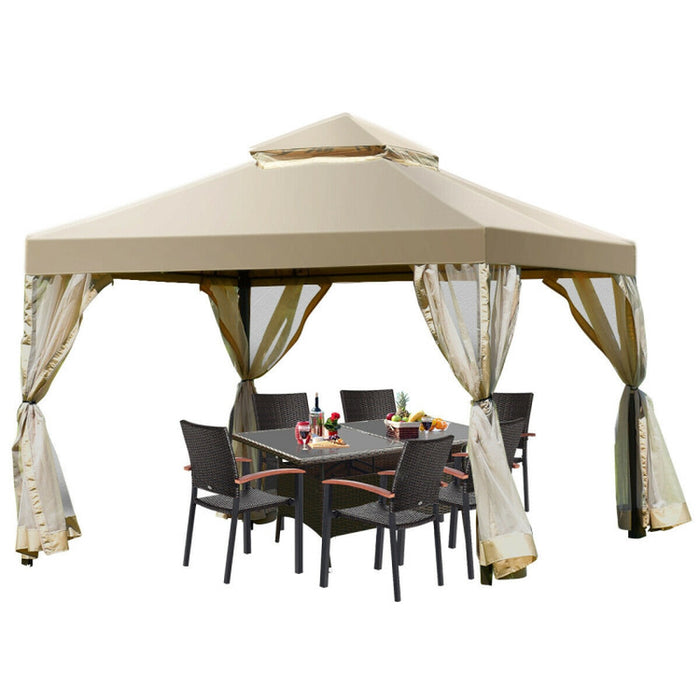 Outdoor 2-Tier 10 Feet X 10 Feet Screw-Free Structure Shelter Gazebo Canopy