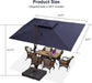Cantilever Umbrella 9' X 12' Wood-Grain Finish, Navy Blue