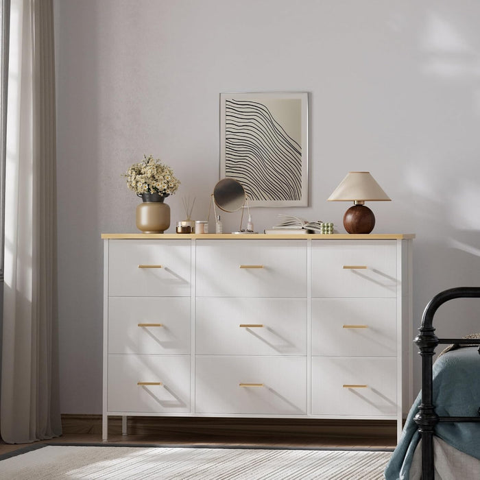 Wide TV Stand Modern TV Console, 9 Drawers Dresser for Bedroom