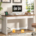 Farmhouse 59" Executive Computer Desk, Simple and Spacious Workstation for Remote Work & Study, Home Office, Unique White