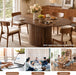 Walnut Extendable Round Dining Table Hidden Storage