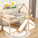 Natural Twin Bunk Bed with Slide and Stairs