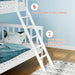 Convertible Twin over Full Bunk Bed for Kids Children Teens Adults, Solid Wood Bunk Bed Frame with Ladder and Guard Rail Space Saving Beds Frames for Bedroom (Mattress Not Included)