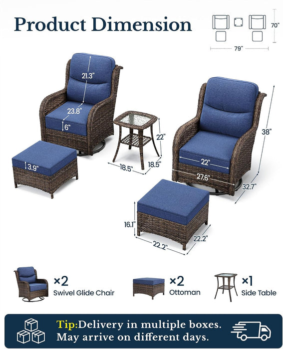 Luxury Outdoor Patio Furniture Set with 6-Inch Thick Cushions