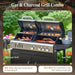 Charcoal and Propane Gas Grill Combo with Side Burner & Porcelain-Enameled Cast Iron Grate, Dual Fuel BBQ Grill for Outdoor, Barbecue Grill, 690 SQIN Cooking Area