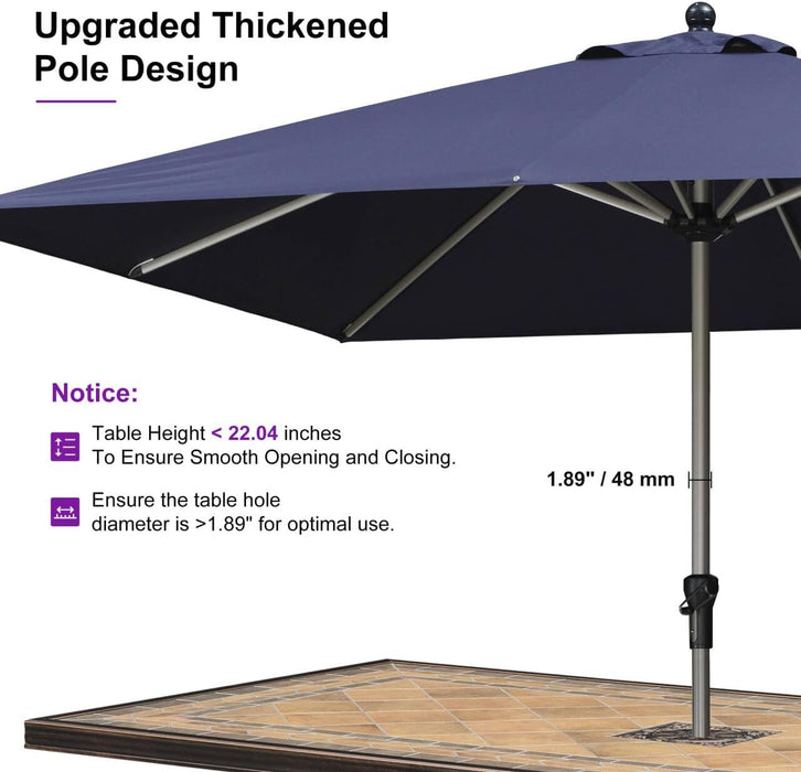 Patio Umbrella 10' X 10' Square Aluminum Frame Navy Blue