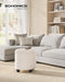 round Ottoman, Ottoman with Storage, 17.7 X 17.7 X 17.5 Inches, Foot Rest with Legs, Velvet, Load up to 330 Lb, for Living Room, Bedroom, Cream White ULOM012W01