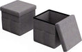Set of 2 Ottomans with Storage Pockets - 15-Inch Folding Foot Rests or Storage Organizers for Bedroom, Living Room, or Dorm by  (Gray)