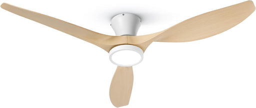 52 Inch Ceiling Fans with Lights and Remote, Flush Mount Low Profile Ceiling Fan with Reversible DC Motor ABS Blades for Bedroom Living Room Kitchen Light Oak Finish