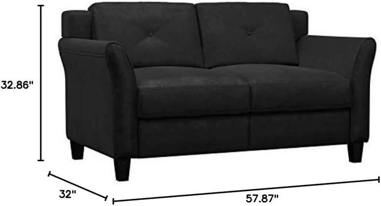 57" Black Loveseat - Harrington