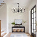 Black Farmhouse Eight Light Chandelier Dining Room