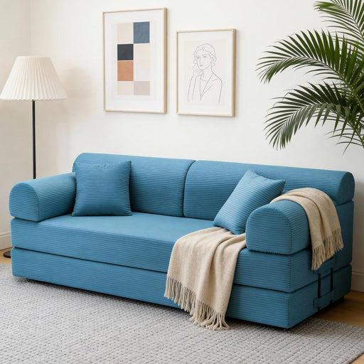 Azure 78.7in Corduroy Convertible Sleeper Sofa Bed