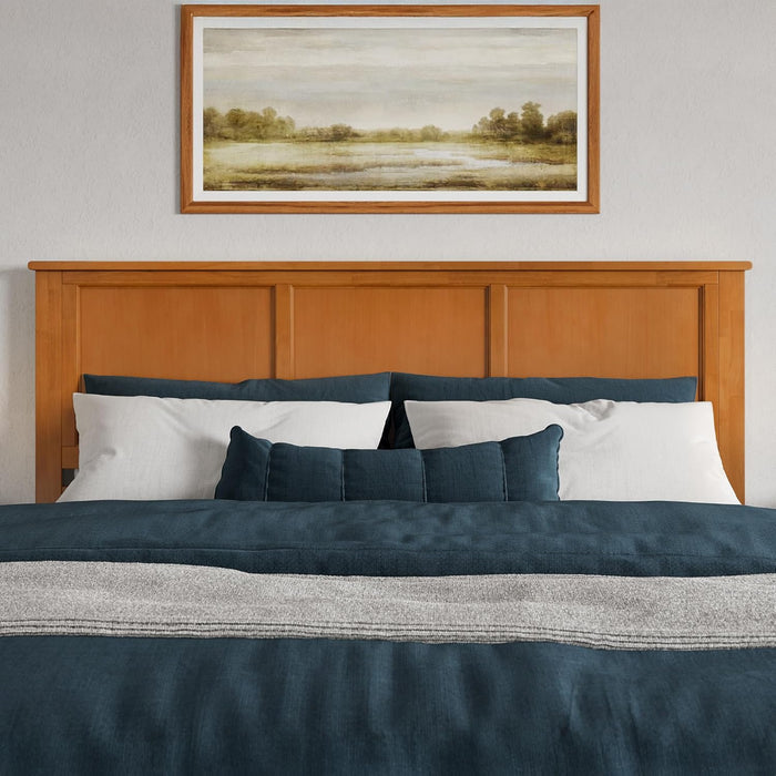 , Charlotte King Solid Wood Low Profile Platform Bed, Light Toffee
