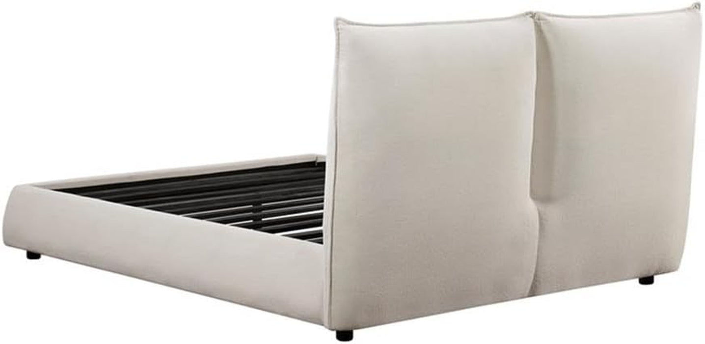 Linna Chenille Upholstery Eastern King Platform Bed in Beige