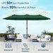 15FT Double Sided Patio Umbrella with Base Included Large Outdoor Market Umbrella with Crank Handle, UV Resistant Canopy, Sturdy Frame for Garden, Poolside, Deck, Forest Green
