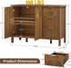 Sideboard Buffet Cabinet with Storage - Fluted Accent Coffee Bar Cabinets Kitchen Credenza with Drawers & Doors, Wood Console Side Board with Adjustable Shelf for Living Room Entryway, Walnut