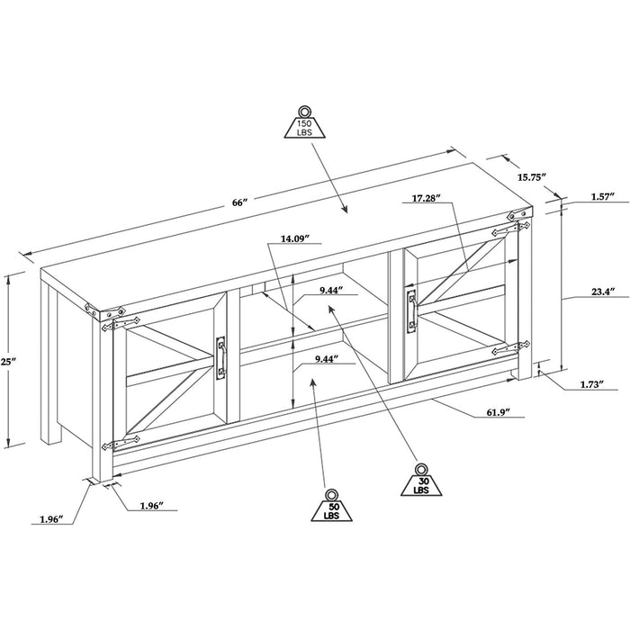 Antique White TV Stand with Barn Doors