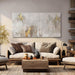 White Abstract Artwork Home Decor Textured Wall Art for Office Master Bedroom Wall Decor Gold Painting for Walls 24X48 Inch Living Room Picture