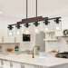 Farmhouse Chandelier 6-Light Dining Room Light Fixture over Table Kitchen Island Lighting Rustic Chandeliers for Dining Light with Glass Shade Wood Pendant Lights Kitchen Island