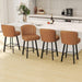 Swivel Counter Height Bar Stools Set of 4, 26'' Modern Barstools with Backs and Metal Legs, Upholstered Bar Chairs, Faux Leather Whiskey Brown Stools for Kitchen Island Chairs