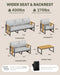 Outdoor Aluminum Patio Furniture 3-Seat Sofa All-Weather Outdoor Patio Sofa with Washable Thick Cushions, Patio Sectional Furniture for Porch, Balcony, Deck, Backyard