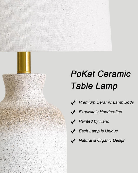 24'' Farmhouse Ceramic Table Lamp with Natural Textured Finish