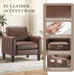 Mid-Century Modern PU Leather Accent Chair Set of 2, Chocolate Brown with Removable Cushions