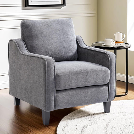 Grey Upholstered Accent Chair Mid Century Contemporary