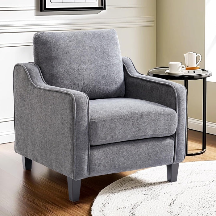 Grey Upholstered Accent Chair Mid Century Contemporary