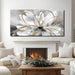 Large Canvas Wall Art White Flower Painting 30X60 Inch Black Art for Living Room Bedroom Office Home Wall Accents