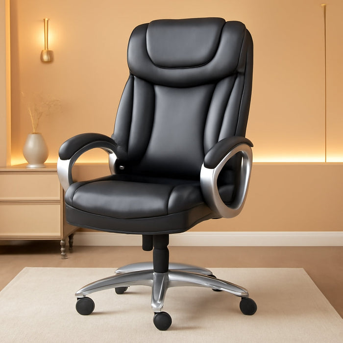 Ergonomic Office Chair Home Office Desk Chairs Comfy Back Support PU Leather Executive Office Chair with Wheels Headrest Padded Armrests Height Adjustable Tilt Swivel Rolling Reclining Seat