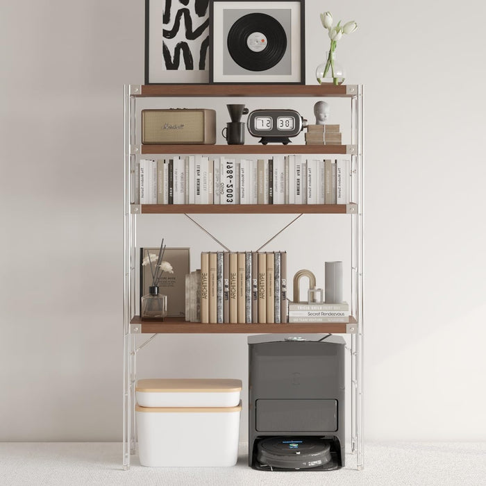 4-Tier Industrial Bookshelf, Storage Bookcase for Living Room, Bedroom, Home Office, and Kitchen, 11.81"X31.5"X51.18" Inches (Walnut, 4T32IN)