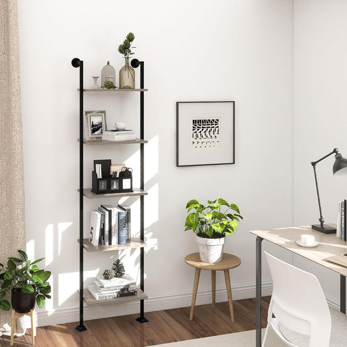 Tall Narrow Ladder Shelf Black Powdercoated Framework