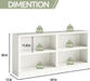 White Bookshelf Double Wide 64“ 2-Tier Bookcase 4 Cube Storage Organizer Wooden Bookcases for Bedroom and Home Office Decor Display