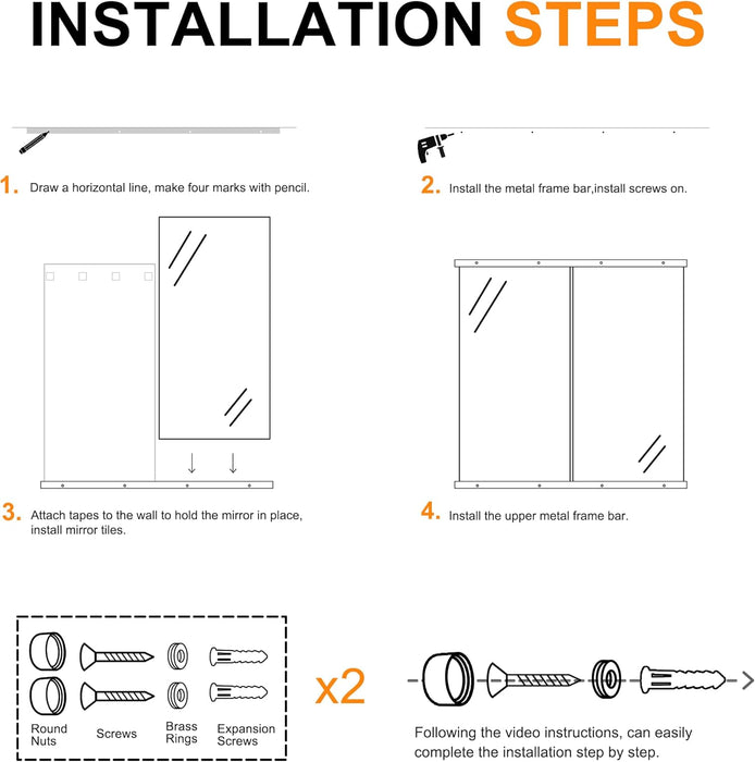 Home Gym Mirror,48''X24''X2Pcs Silver,Large Full Body Tempered Glass Frameless, Wall-Mounted for Gym, Yoga, Garage, Bedroom, Bathroom