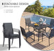 5 Pieces Patio Dining Set, Outdoor Furniture Set Includes 1 Square Patio Table and 4 Stackable Patio Sling Chairs, Outdoor Table and Chairs for Outsides, Black Table and Grey Chairs