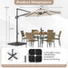 10 FT Solar Patio Umbrella with Base Included, Cantilever Offset Outdoor Umbrella with 35 LED Lights & Center Light, 360° Rotation, Aluminum Pole, 8 Heavy-Duty Ribs for Yard Pool Deck