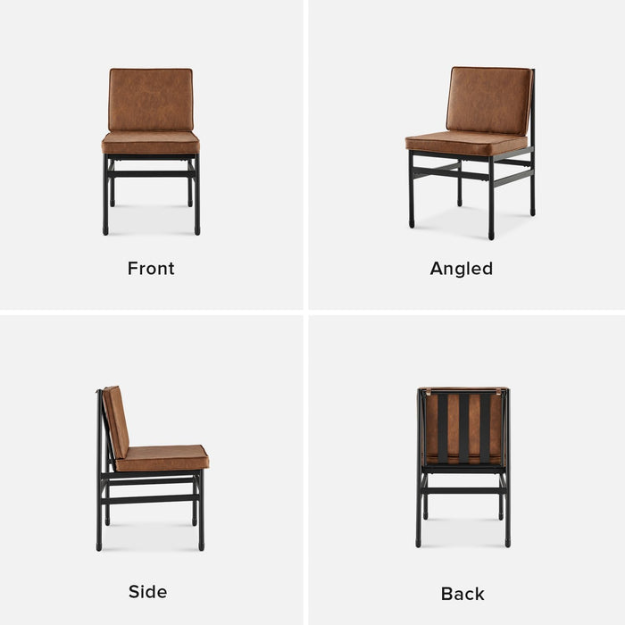 Odelia Dining Chairs, Kitchen Chairs, Dining Room Chairs, Black Dining Chairs, Sturdy Bifma-Certified Rust-Free Metal Frame and Removable Cushion Covers (2, Pecan Brown Faux Leather, One Size)