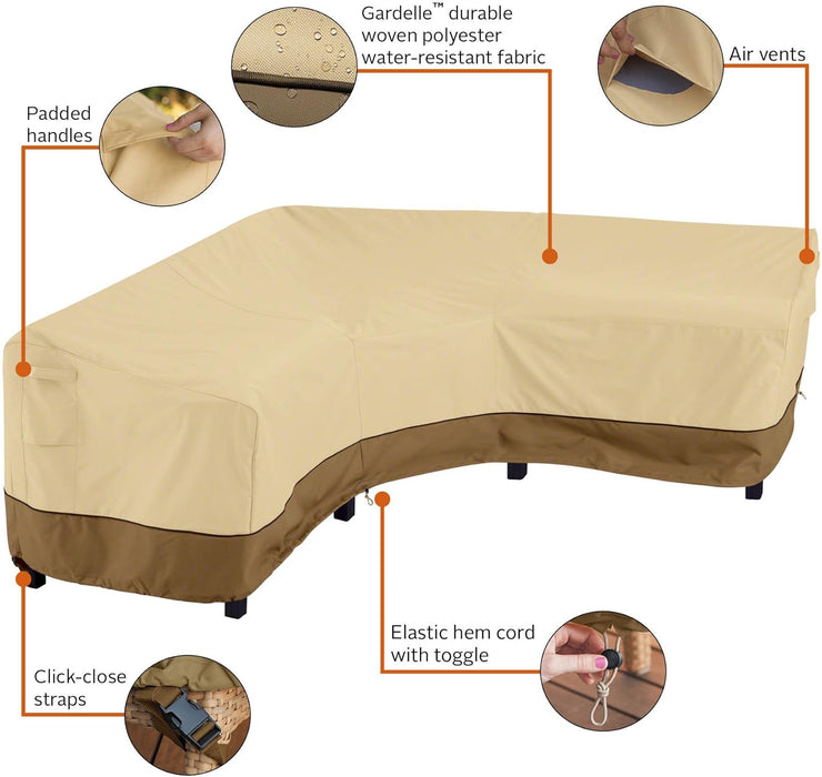 56-304-051501-EC Veranda V-Shaped Sectional Sofa Cover, X-Large, Pebble-Earth-Bark, Patio Furniture Covers