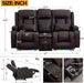 Power Loveseat Recliner Sofa, Home Theater Seating with Console, PU Leather Reclining Sofa with 4 Colors LED Lights, AC Outlets, USB-A/C Ports and Cup Holders(Brown, 2-Seater) | Electric Control, Bluetooth Speaker, Vibration Massage, Waist Heating, 4 Colors LED Strips, Charging Interface