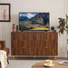 Dark Walnut Fluted 6 Drawers Dresser for Bedroom with Gold Handle