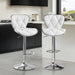 Bar Stools Set of 2, Island Chairs Shell Back, PU Leather Adjustable Barstools, Swivel Bar Chairs with Footrest for Home Kitchen, White