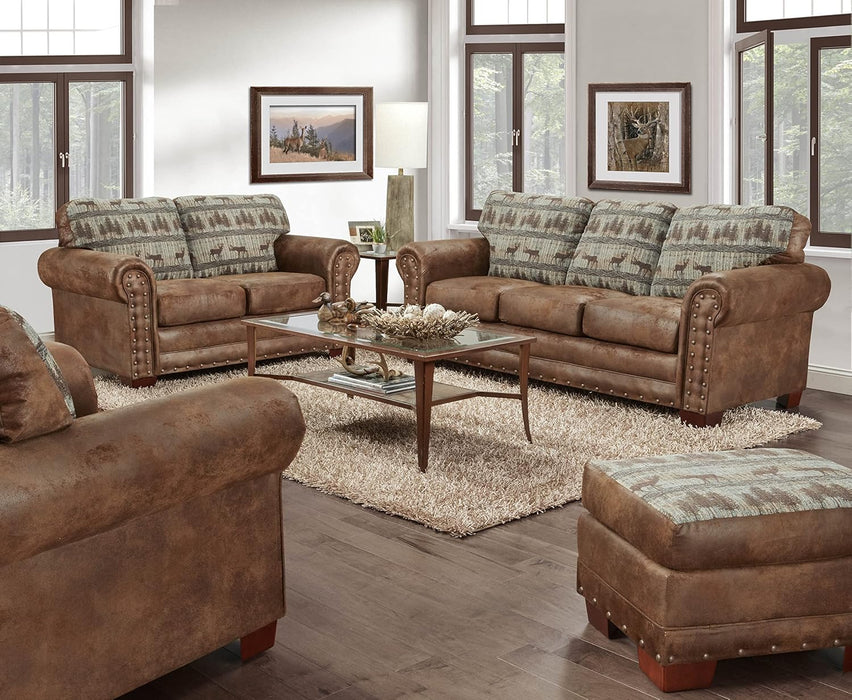 Model 8500-90K Deer Teal Lodge 4-Piece Living Room Set, Brown