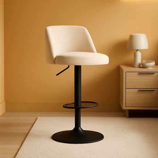 Bar Stools Set of 4, Modern Swivel Bar Chairs, Adjustable Upholstered Barstools Counter Height with Full Backrest for Bar, Dining Room, Kitchen Island, Beige