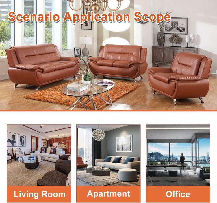 Leather Couches for Living Room, Living Room Couch Set, Sofa for Bedroom, Apartment, Living Room Furniture Sets (B-Leather Orange, Chair)