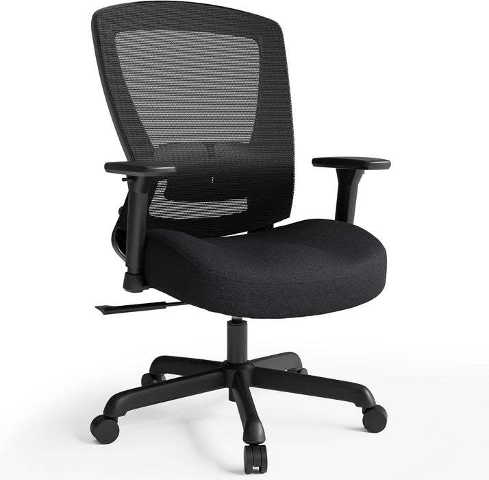 Ergonomic Mesh Office Chair,Comfy Computer Desk Chair- BIFMA 5.1 Certified Commercial Swivel Task Chair for Home Office-Adjustable Lumbar Support & Armrests,Tilt Function,Wide Seat(Noir Black)